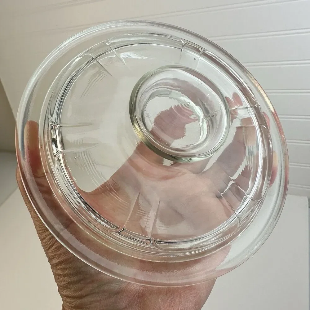 6” Diameter Clear Glass Candy Snack Jar Lid For 5” ID Opening Vintage Unmarked